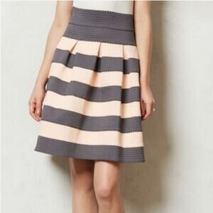 Anthropologie Girls from Savoy Stripe Ponte Stretch Skater Mini Skirt Size XS/S